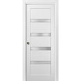 thumbnail image 1 of Panel Lite Pocket Door 42 x 84 with Frames | Quadro 4113 White Silk with Frosted Opaque Glass | Kit Trims Rail Hardware | Solid Wood Interior Pantry Kitchen Bedroom Sliding Closet Sturdy Doors, 1 of 6