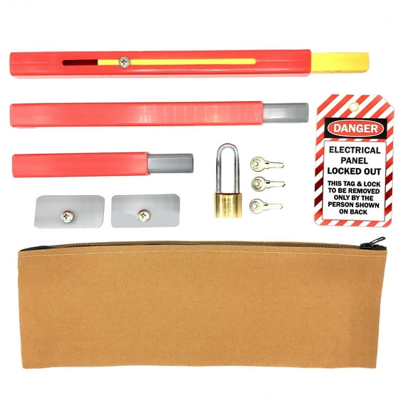 Panel Lockout Kit with Pouch includes, tag, extensions and clips.