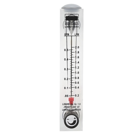 Panel Mount Flow Meter, 0.1,0.5GPM, Acrylic Body, Precise Liquid Measurement, Durable Reliable