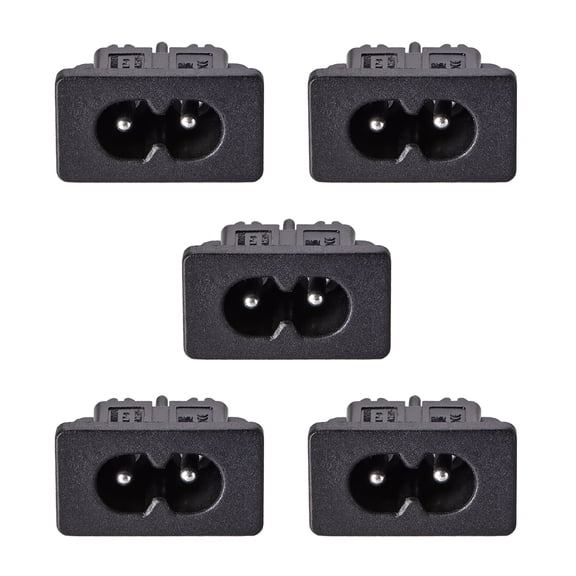 Panel Mount Plug Adapter, 250V AC 2.5A C8 2 Pins IEC Inlet Module Plug Power Connector Socket Straight 5pcs