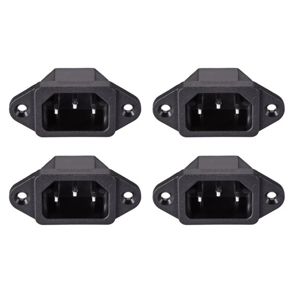 Panel Mount Plug Adapter AC 250V 10A C14 3 Pins IEC Inlet Module Plug Power Connector Socket Straight 4 pcs