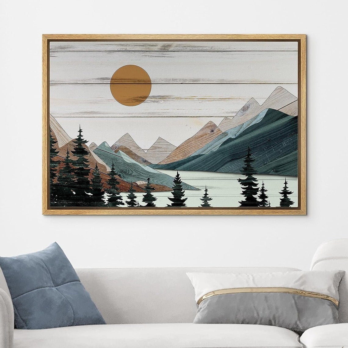 Panel Mountain Landscape Illustration Abstract Modern Rustic Western ...