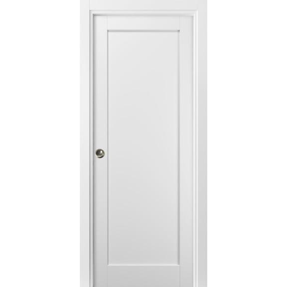 Sliding Pocket Door Glass|18 x 80 Inch 1 Door 1-9/16 Inch Thick|Quadro 4111|Solid Wood Interior Door with Frame Track Hardware Kit|Space Saving