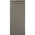 thumbnail image 1 of Panel Pocket Door 24 x 84 with Frames | Quadro 4111 Grey Ash | Kit Trims Rail Hardware | Solid Wood Interior Pantry Kitchen Bedroom Sliding Closet Sturdy Doors, 1 of 6