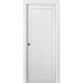 thumbnail image 1 of Panel Pocket Door 30 x 84 with Frames | Quadro 4115 White Silk | Kit Trims Rail Hardware | Solid Wood Interior Pantry Kitchen Bedroom Sliding Closet Sturdy Doors, 1 of 6