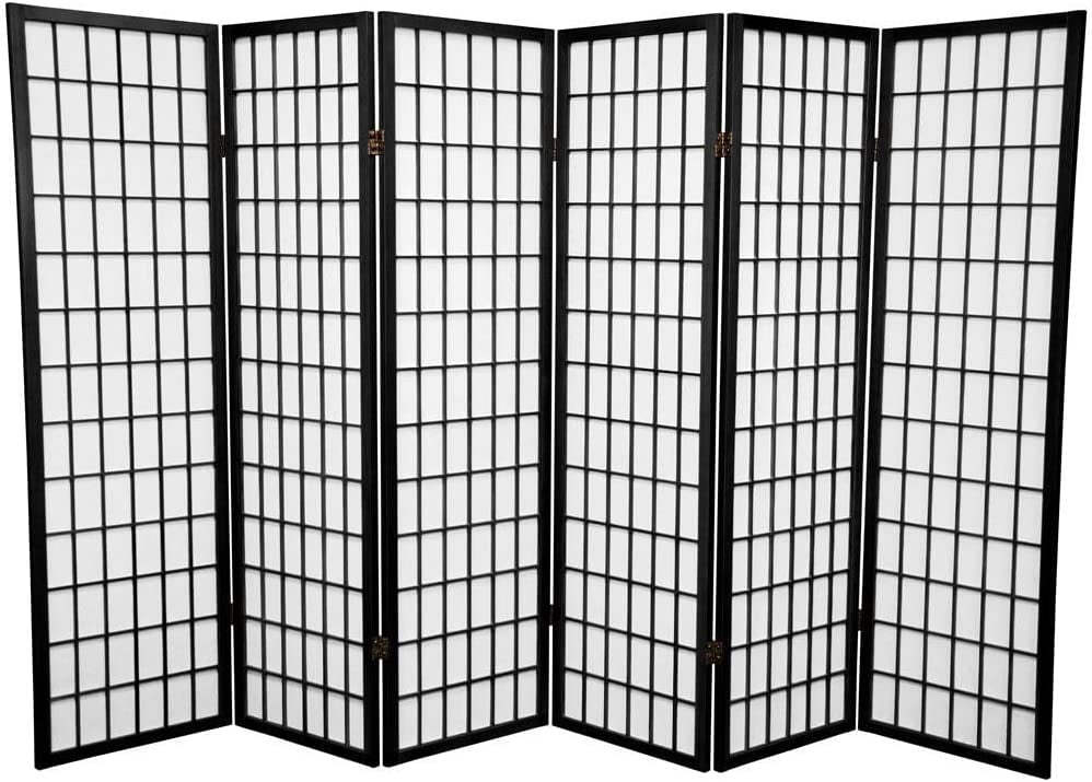 Panel Shoji Screen Room Divider 6 Panel Black