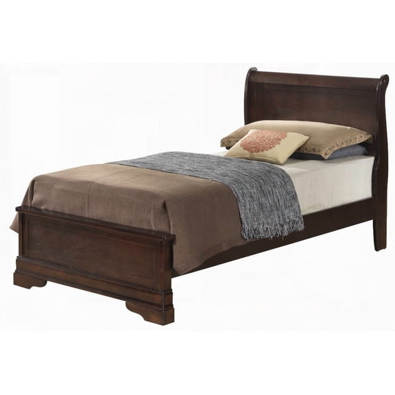 Louis Phillipe G3125E-TB3 Twin Bed - Cappuccino with Wood Trim and Solid Wood Veneers