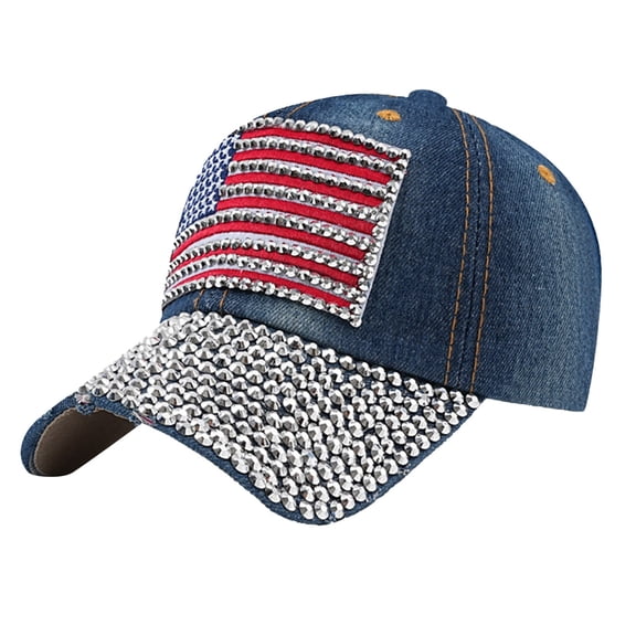 Panel Studded Denim Casual Baseball Hat