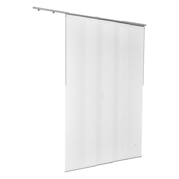 Panel Track Blinds with Extendable Sliding Track 45.886 in Wide, Trimmable Height, White Fabric Sliding Door Blinds with Valance for Patio Doors, French Doors, Large Windows, and Room Dividers