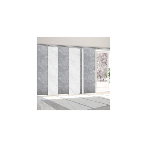 Panel Track System - Room Divider with 7 Panels - Adjustable Width 110-153" - Steel