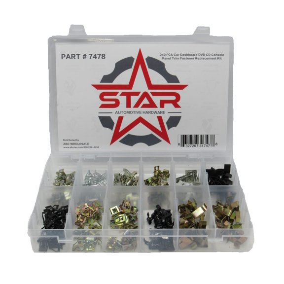 Panel Trim Fastener Kit 240-Piece  Star Dashboard, Door, Console, DVD/CD Panel Clip Replacement Set for Automotive Trim Repair