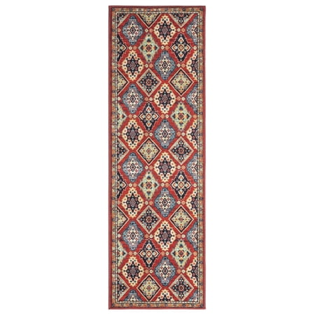 Panels Rust 2 ft. x 7 ft. Machine Washable Traditional Indoor Area Rug