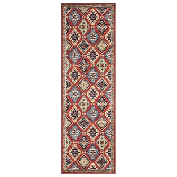 Panels Rust 2 ft. x 7 ft. Machine Washable Traditional Indoor Area Rug