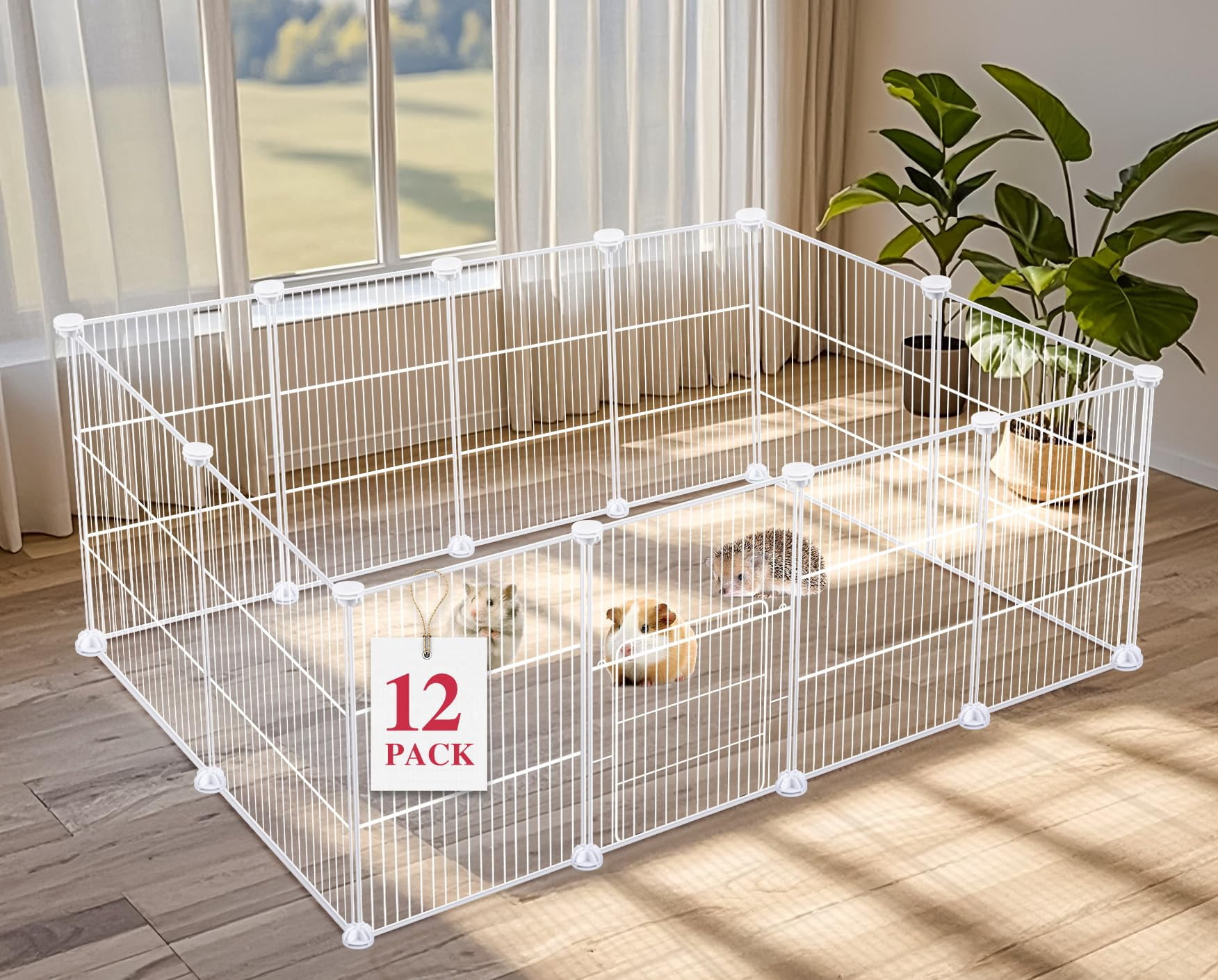 Panels Small Animal Playpen, Pet Playpen with Waterproof Mat, Cage for Guinea Pigs, Puppy Play Pen, Bunny Playpen, Indoor Outdoor Portable Metal Wire Yard Fence