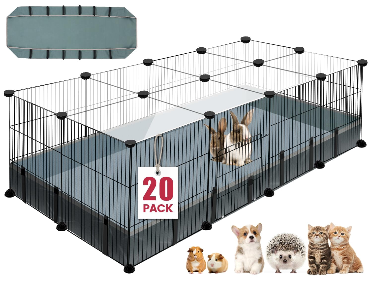 Panels Small Animal Playpen, Pet Playpen with Waterproof Mat, Cage for Guinea Pigs, Puppy Play Pen, Bunny Playpen, Indoor Outdoor Portable Metal Wire Yard Fence