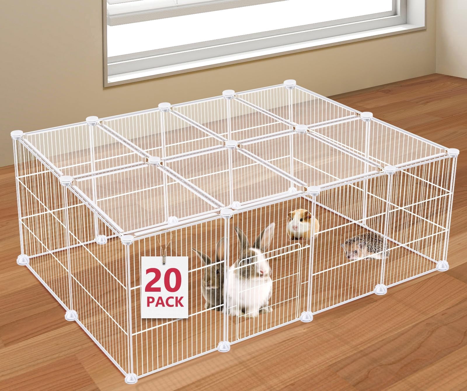 Panels Small Animal Playpen, Pet Playpen with Waterproof Mat, Cage for Guinea Pigs, Puppy Play Pen, Bunny Playpen, Indoor Outdoor Portable Metal Wire Yard Fence