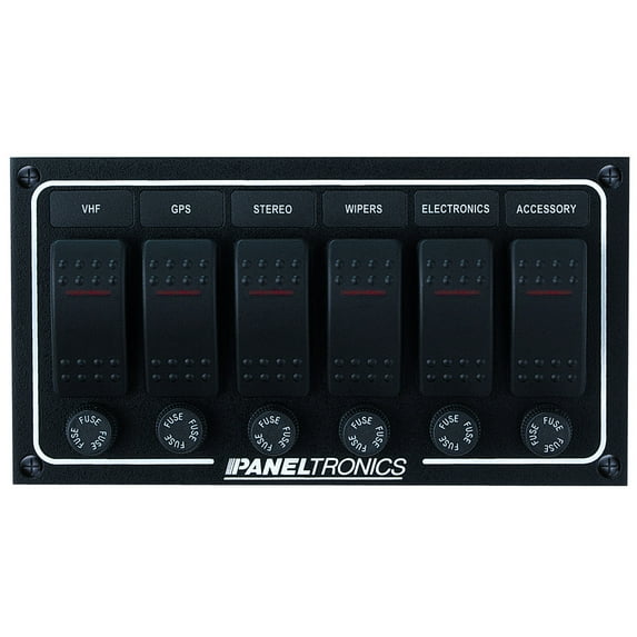 Paneltronics Waterproof DC 6 Position Lighted Rocker & Fuse