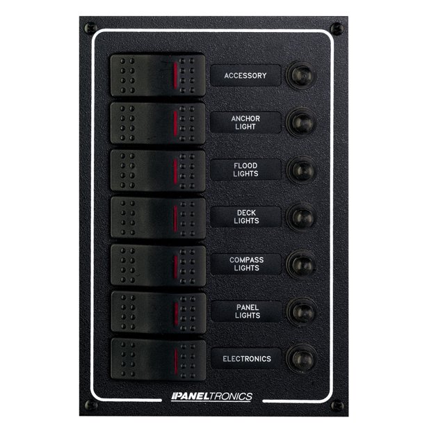 Paneltronics Waterproof DC 7 Position Lighted Rocker & CB [9960020B ...