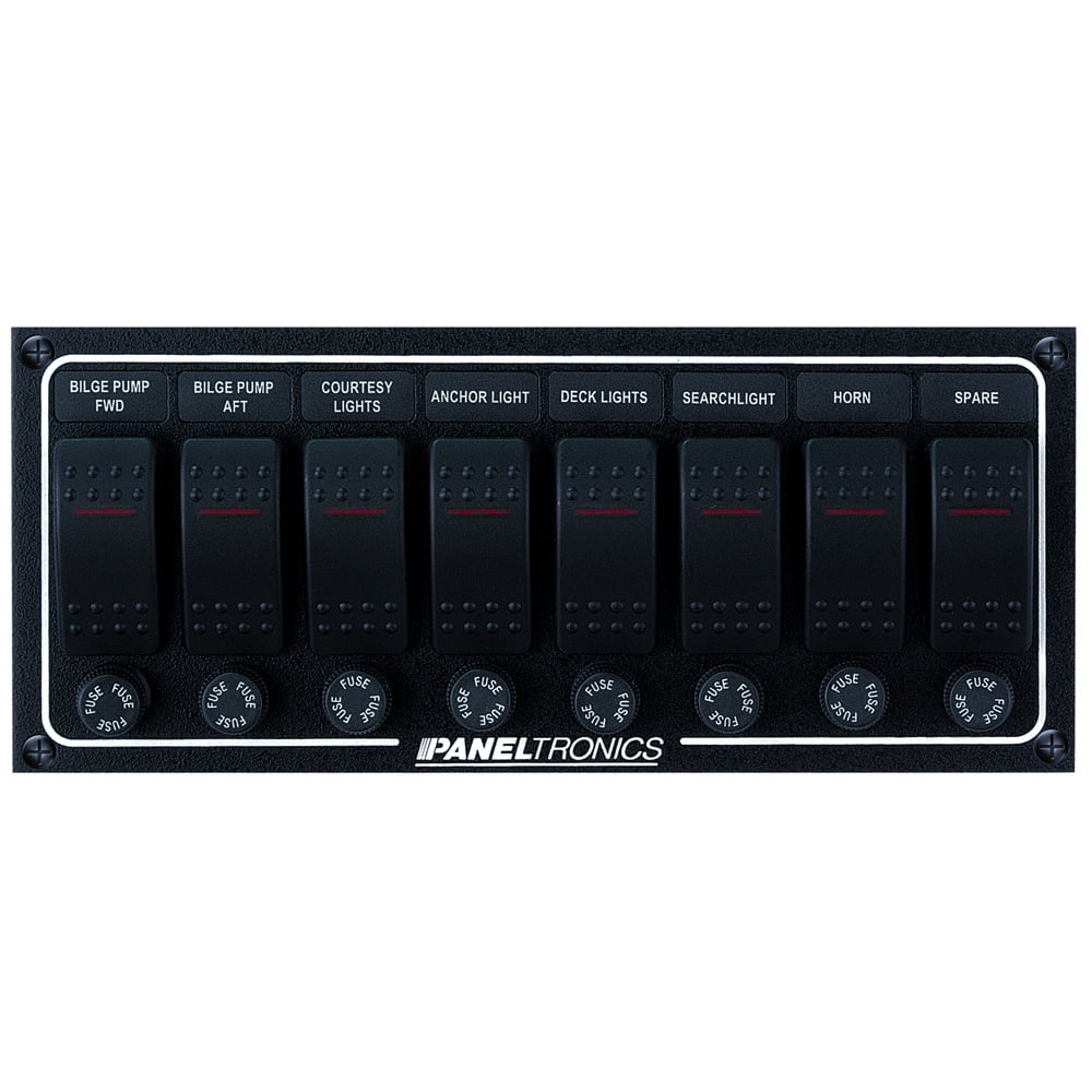 Paneltronics Waterproof DC 8 Position Lighted Rocker Fuse [9960013B