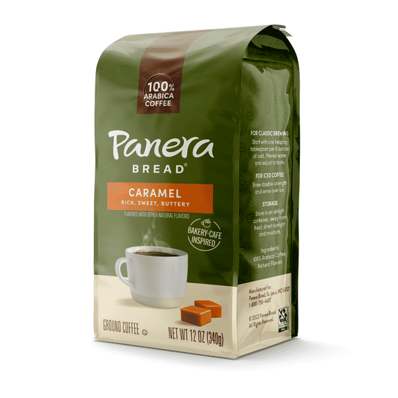 Panera Bread Caramel Light Roast Ground Coffee, 100% Arabica Coffee, Bagged 12oz