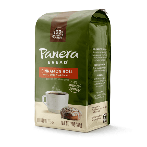 Panera Bread Cinnamon Roll Light Roast Ground Coffee, 100% Arabica Coffee, Bagged 12oz