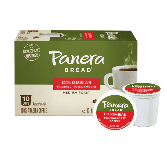 Panera Bread Colombian Medium Roast Coffee, 10 Count Single-Serve Pods