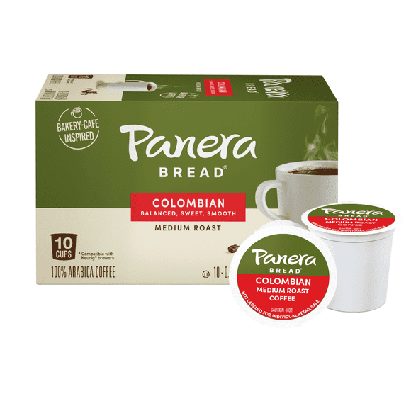 Panera Bread Colombian Medium Roast Coffee, 10 Count Single-Serve Pods