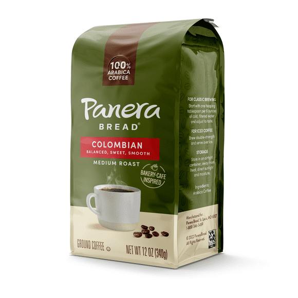 Panera Bread Colombian Medium Roast Ground Coffee, 100% Arabica Coffee, Bagged 12oz