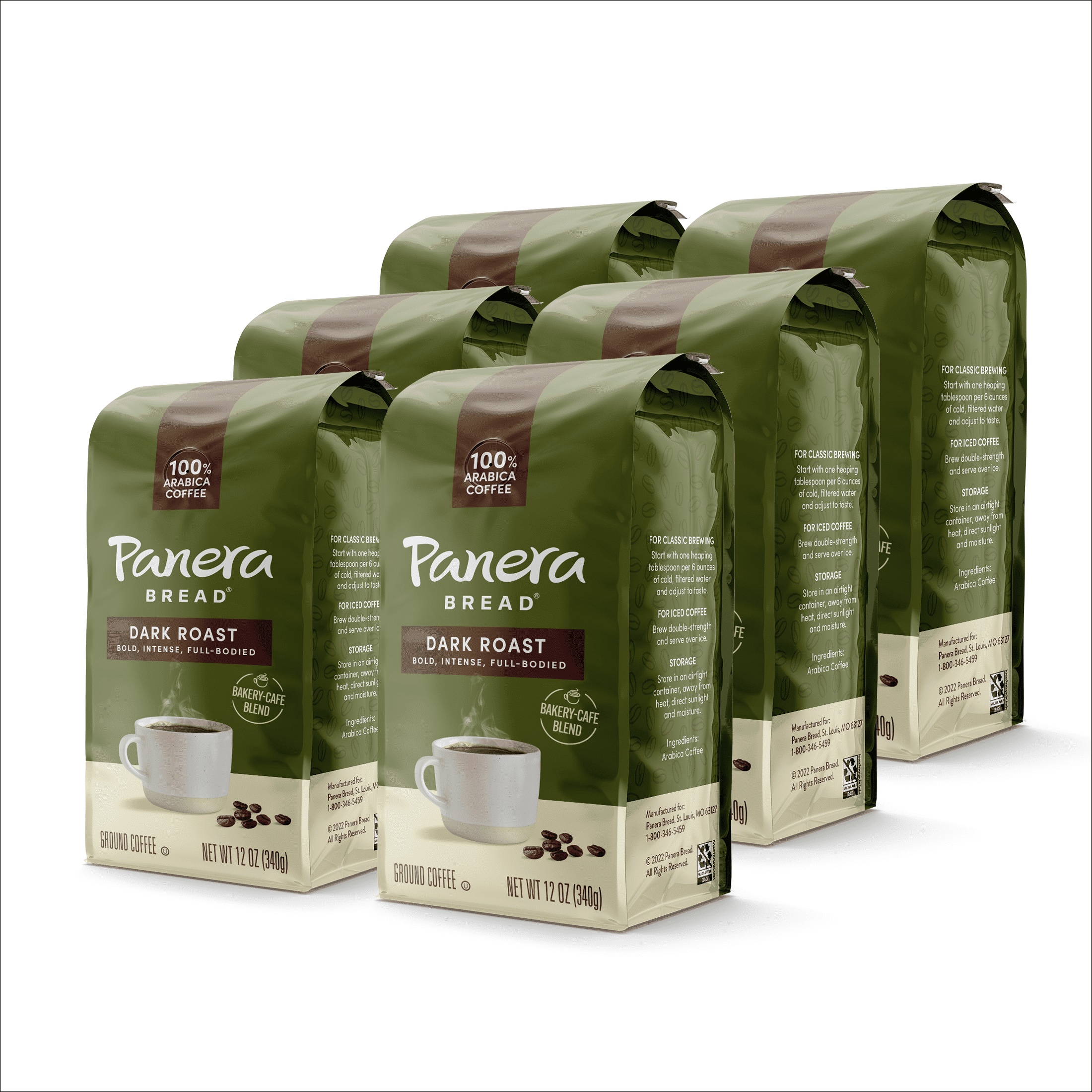 Panera Bread Dark Roast Ground Coffee, 12 Ounce (Pack of 6)