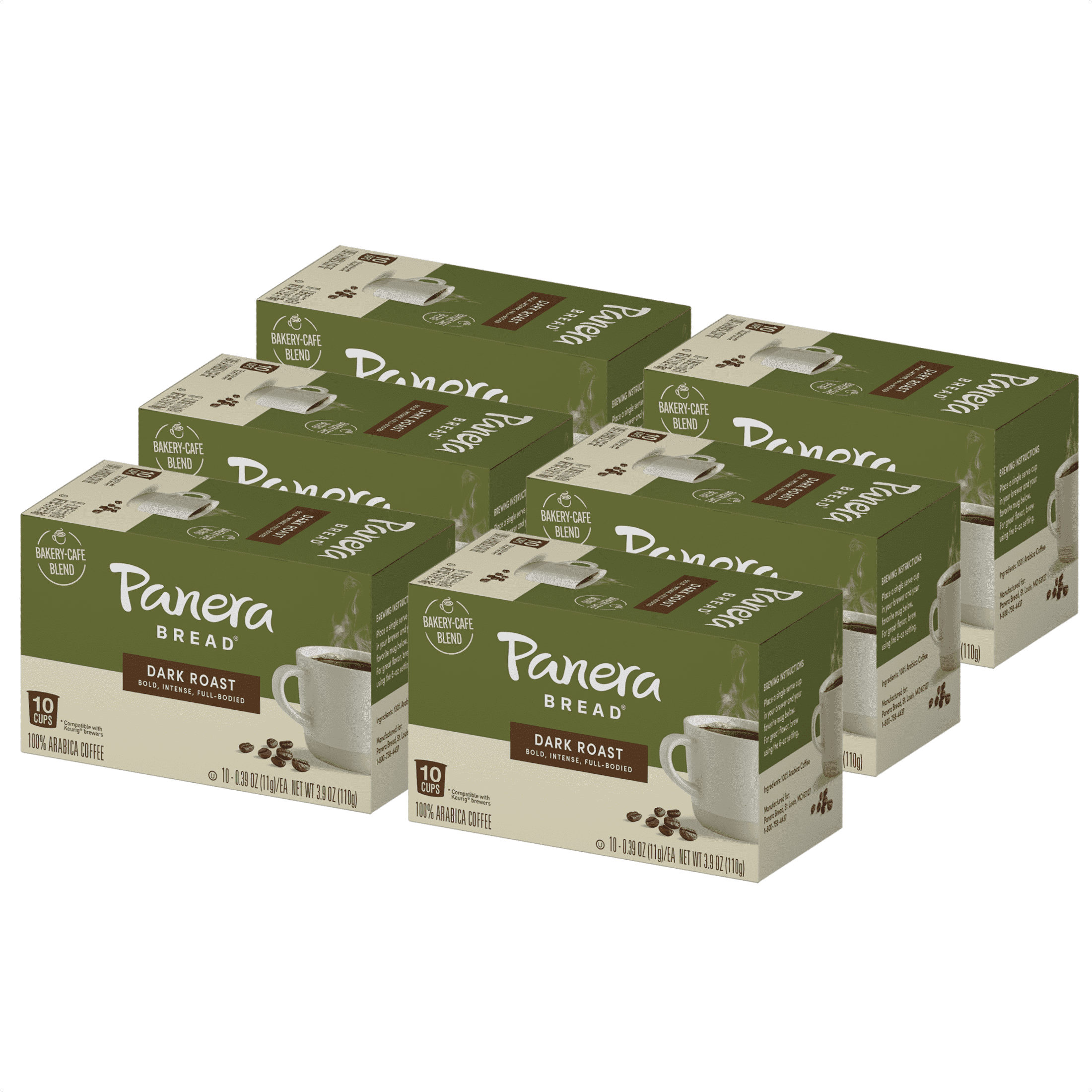 Panera Bread Dark Roast Single Serve Coffee Cups, 100% Arabica Coffee, Kosher, 10 Count (Pack of 6)