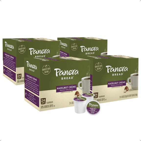 Panera Bread Hazelnut Crme Light Roast Coffee, Single Serve 96 Count Pods (4 Packs of 24)