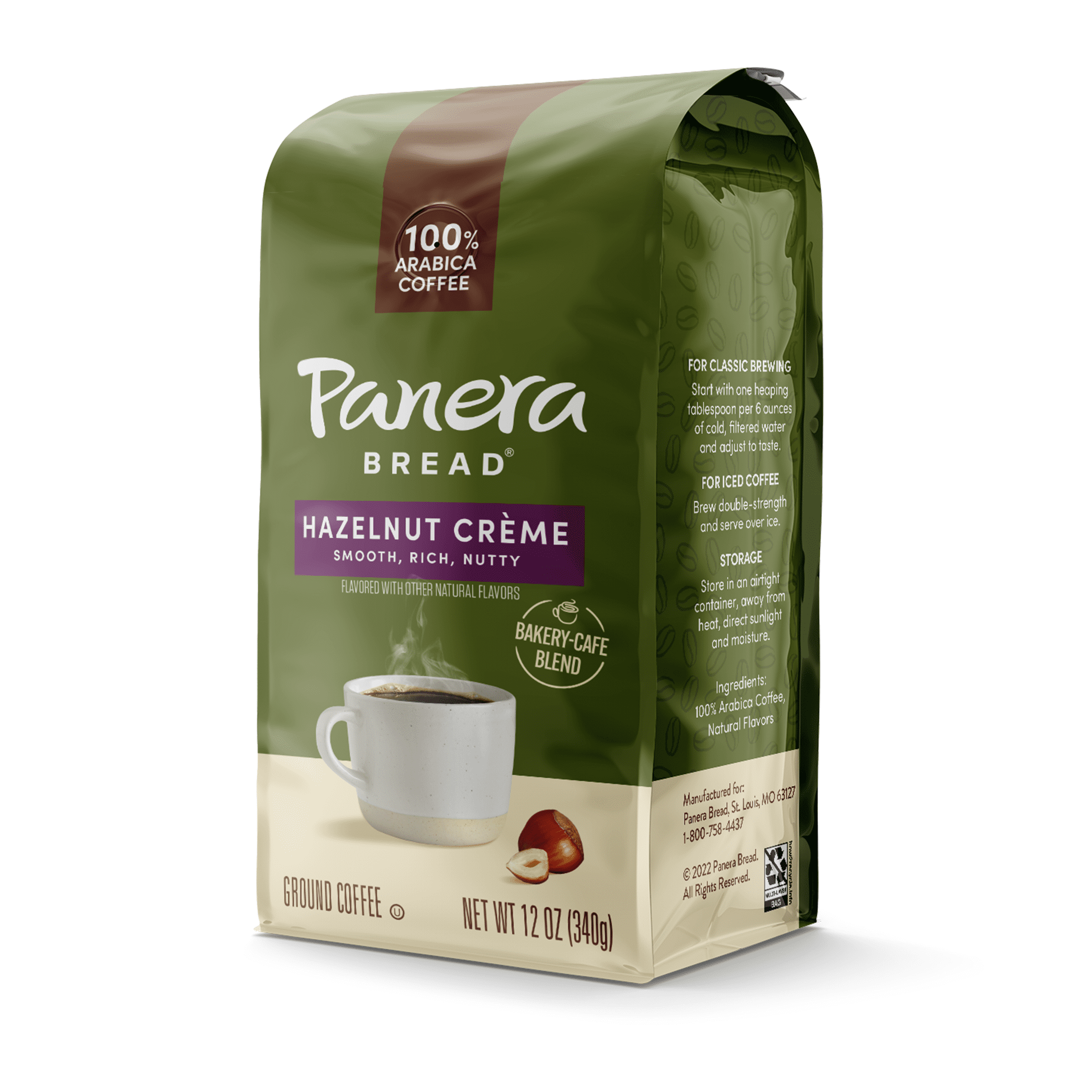 Panera Bread Hazelnut Crme Light Roast Ground Coffee, 100% Arabica Coffee, Bagged 12oz