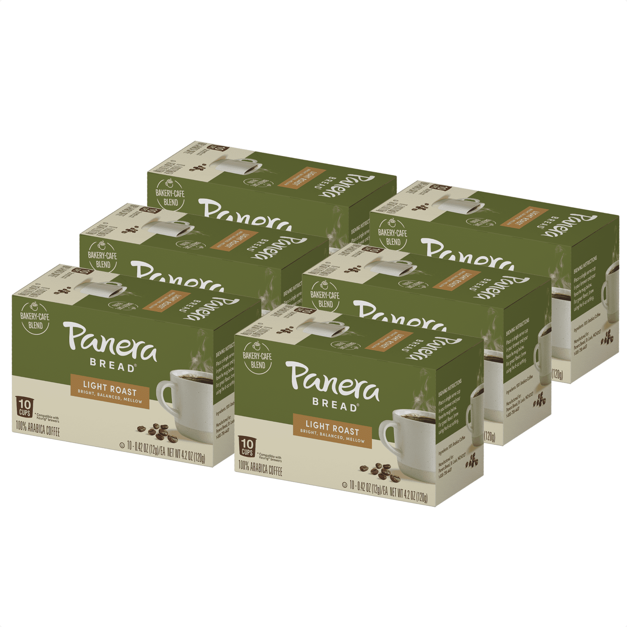 Panera Bread Light Roast Coffee, Single Serve 60 Count Pods (6 Packs of 10)