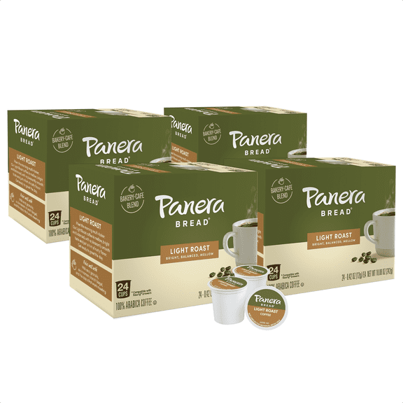 Panera Bread Light Roast Coffee, Single Serve 96 Count Pods (4 Packs of 24)