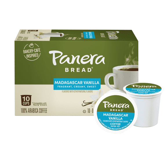 Panera Bread Madagascar Vanilla Light Roast Coffee, 10 Count Single-Serve Pods