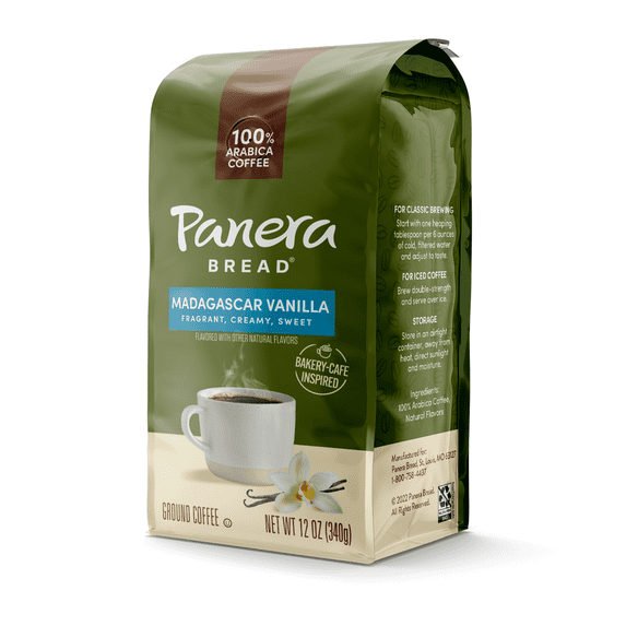 Panera Bread Madagascar Vanilla Light Roast Ground Coffee, 100% Arabica Coffee, Bagged 12oz