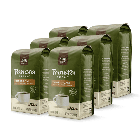 Panera Light Roast, Ground Coffee, 100% Arabica Coffee, Bagged 12oz, Pack of 6
