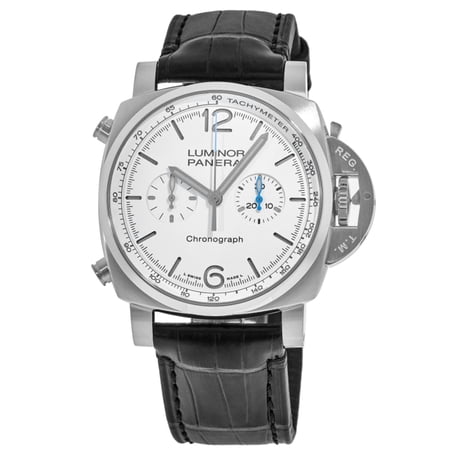 Panerai Luminor Chrono Automatic White Dial Leather Strap Men's Watch PAM01218