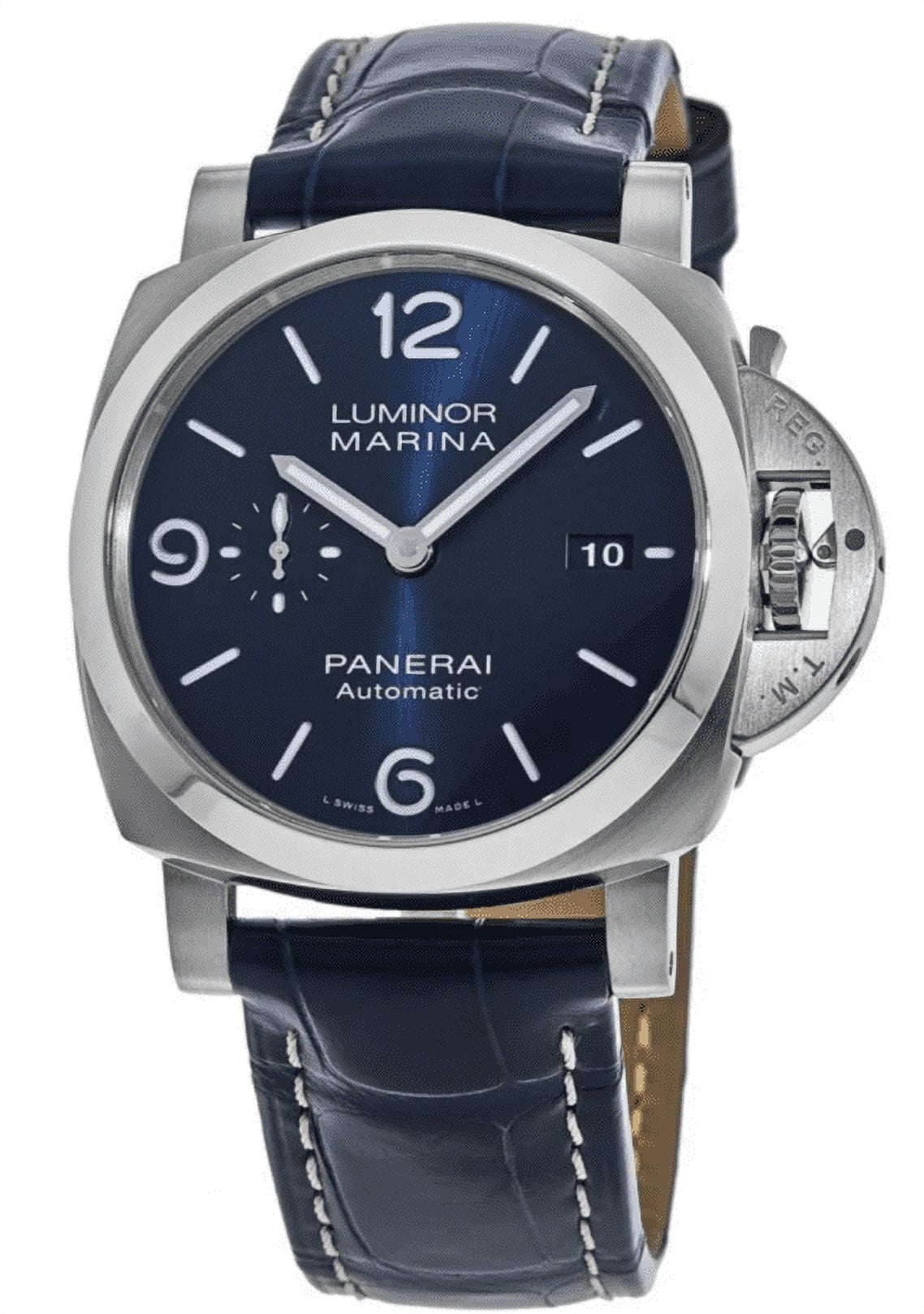 Panerai Luminor Marina 44mm Blue Dial Leather Strap Men's Watch PAM01313