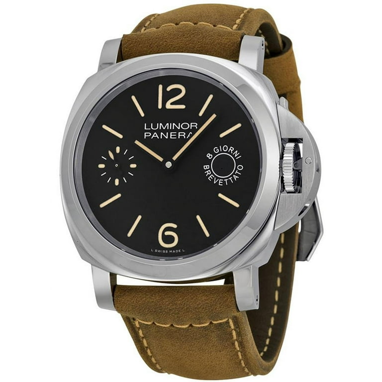 Panerai Men s Luminor Marina 44mm Brown Leather Band Steel Case