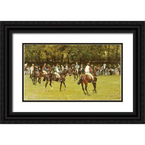 Panerai, Ruggero 32x20 Black Ornate Wood Framed with Double Matting Museum Art Print Titled - In The Paddock