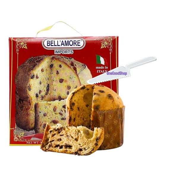 Panettone Bellamore Traditional Italian Cake From Italy 2lbs/32oz + Plastic Cake Cutter