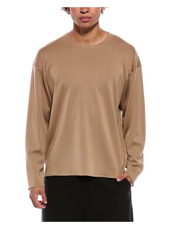 mens Wool Crewneck Sweater, XL, Brown