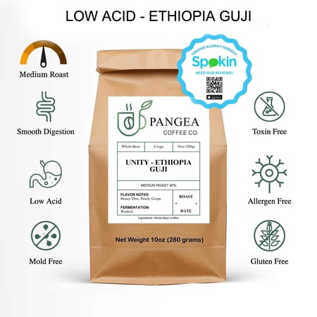 Pangea Coffee Co. Unity Ethiopia Guji Medium Roast Organic Whole Bean Coffee, 10 oz