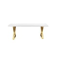 thumbnail image 1 of Pangea Home Alexa Lacquer & High Polished Steel Metal Dining Table in White/Gold, 1 of 4