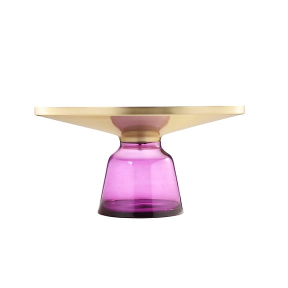 Pangea Home Belinda Modern Glass Coffee Table in Gold & Purple