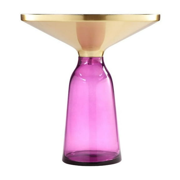 Pangea Home Belinda Modern Glass Side Table in Gold and Purple