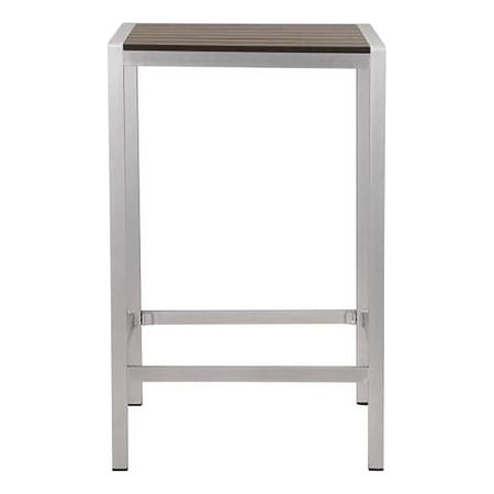 Pangea Home Betty 43x28" Modern Aluminum Small Bar Table in Gray Finish