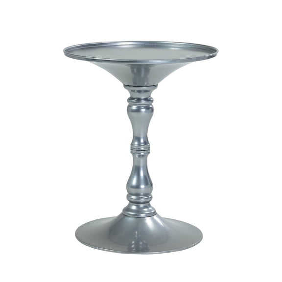 Pangea Home Bishop Circle Top Modern Steel Metal Side Table in Silver