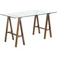 thumbnail image 1 of Pangea Home Brady Small Metal Desk with Glass in Brushed Brass, 1 of 4